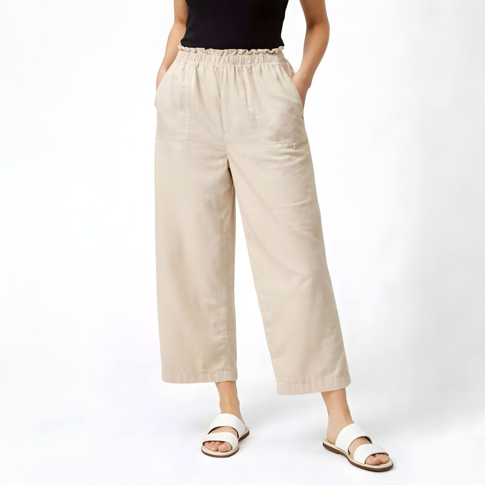 Jane & Delancey Pants Womens Medium Beige Wide Leg Pullon Coastal